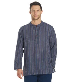 Yak & Yeti Men's Bohemian Long Sleeve Blue -Prana Style 1740075925539 blue