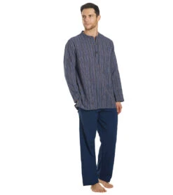 Yak & Yeti Men's Bohemian Long Sleeve Blue -Prana Style 1740075925539 blue 4a