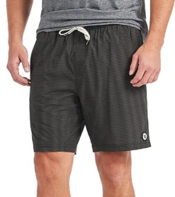 Vuori Men's Kore Yoga Shorts Evergreen Black Stripe -Prana Style 1740133171235 evergreenblackstripe