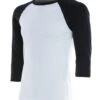 Bella + Canvas Men's 3/4 Sleeve Baseball Tee White/Black -Prana Style 1740233801763 whiteblack 2a