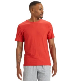 Vuori Men's Strato Tech Yoga Tee Melon Heather -Prana Style 1805247283235 melonheather