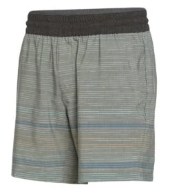 PrAna Men's The Slope 7" Inseam Yoga Shorts Rye Green Soundwave