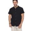 Yak & Yeti Men's Button Up Kurta Shirt Solid Color -Prana Style 6577633067051 black 1a