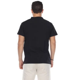 Yak & Yeti Men's Button Up Kurta Shirt Solid Color -Prana Style 6577633067051 black 3a