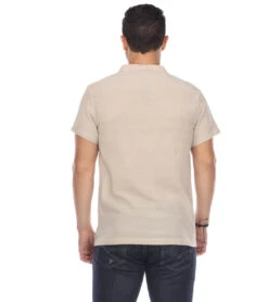 Yak & Yeti Men's Button Up Kurta Shirt Solid Color -Prana Style 6577633165355 natural 3a