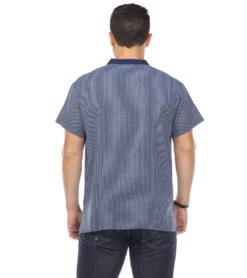 Yak & Yeti Men's Striped Button Up Shirt -Prana Style 6577633591339 navy 3a