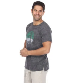 Yak & Yeti Men's T-Shirt Tree Of Life Print -Prana Style 6577633951787 charcoal 2a
