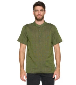 Yak & Yeti Men's Button Up Kurta Green -Prana Style 6577634050091 green